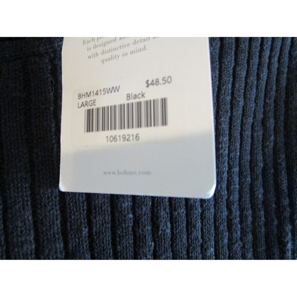 Böhme Black Ribbed Knit Sweater Top L Short Sleeve Textured Stretch NWT - Picture 5 of 12